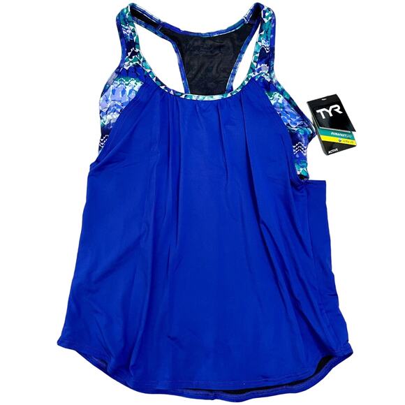 TYR DuraFast Lite Emerald Lake 2n1 Tankini Top Velvet Turquoise Large 10/12 $50 - Picture 2 of 10